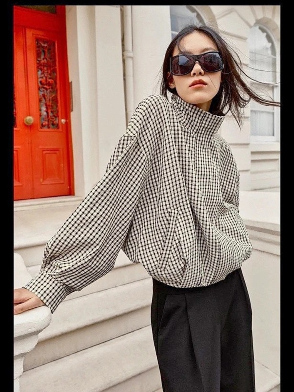 ZARA Plaid Funnelneck jacket - Picture 4 of 4